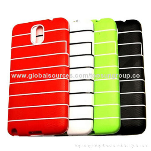 TPU Mobile Phone Cases, Bi-color, with Horizontal Stripes, Suitable for Note 3